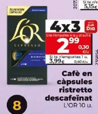 Dia Cafè en càpsules ristretto descafeinat oferta