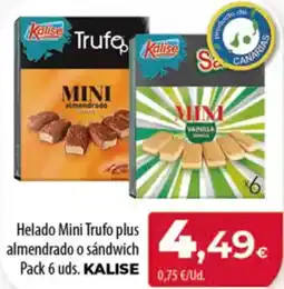 Spar Tenerife VAINILLA Helado Mini Trufo plus almendrado o sándwich oferta