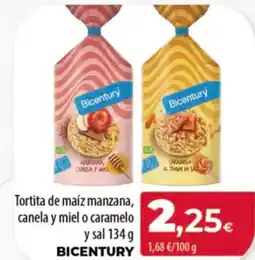 Spar Tenerife BICENTURY Tortita de maíz manzana, canela y miel o caramelo y sal oferta