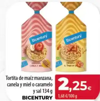 Spar Tenerife BICENTURY Tortita de maíz manzana, canela y miel o caramelo y sal oferta