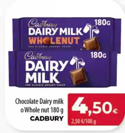 Spar Tenerife CADBURY Chocolate Dairy milk o Whole nut oferta