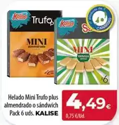 SPAR Lanzarote Kalise - helado mini trufo plus almendrado o sandwich pack 6 uds oferta
