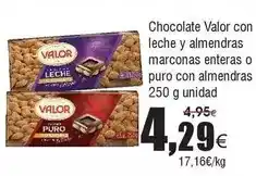 FROIZ Valor - chocolate con leche y almendras marconas enteras o puro con almendras oferta