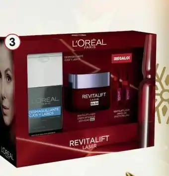 Clarel L'oréal pack revitalift láser crema de día + desmaquillante de ojos/labios + dos ampollas oferta