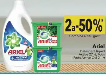 Clarel Ariel detergente líquido active 27 lv, pods y pods active oxi 21 lv oferta
