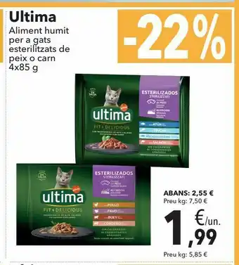 Clarel Última alimento húmedo para gatos esterilizados de pescado o carne 4x85 g oferta