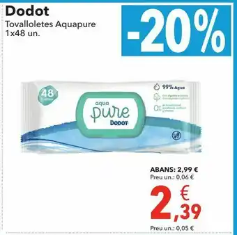 Clarel Dodot toallitas aquapure 1x48 ud oferta