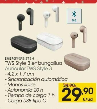 Eroski Energy sistem auricular tws style 3 oferta