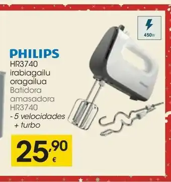 Eroski Philips batidora amasadora hr3740 (5 velocidades + turbo) oferta
