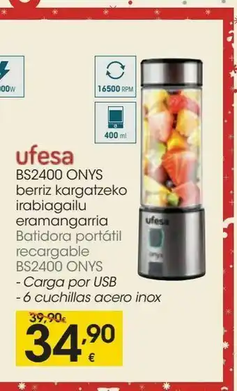 Eroski Ufesa batidora portátil recargable bs2400 onys oferta