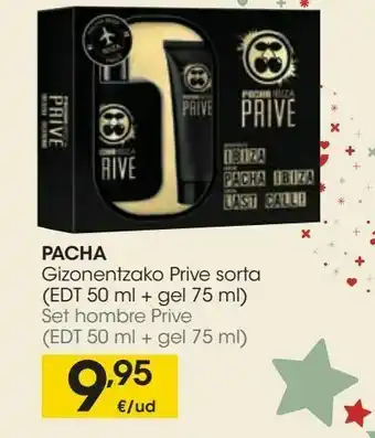 Eroski Pacha set hombre prive (edt 50ml + gel 75ml) oferta