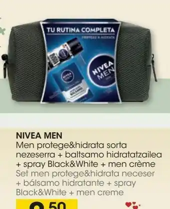 Eroski Nivea men set men protege & hidrata neceser + bálsamo hidratante + spray black & white + men creme oferta