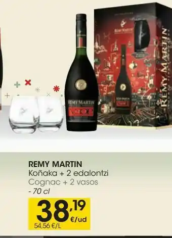 Eroski Remy martin cognac + 2 vasos 70cl oferta