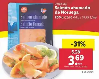 Lidl Salmón ahumado de noruega ocean sea oferta