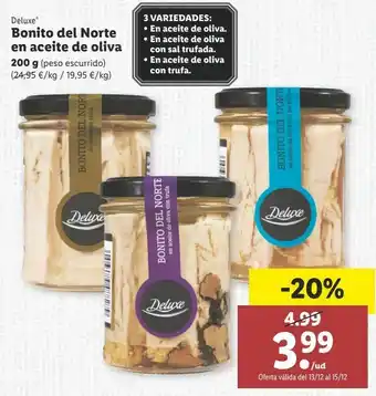 Lidl Bonito del norte en aceite de oliva deluxe oferta