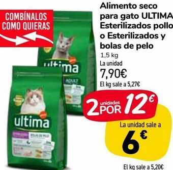 Carrefour Market Alimento seco para gato ultima esterilizados pollo o esterilizados y bolas de pelo oferta