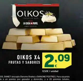 HiperDino Yogur griego oikos x 4 frutas y sabores oferta