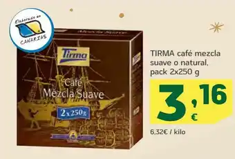 HiperDino Café mezcla tirma suave o natural, pack 2 x 250 g oferta
