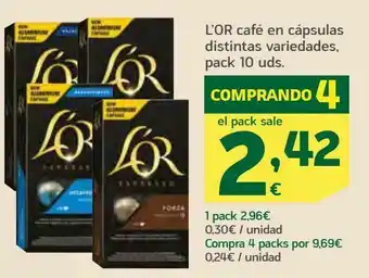 HiperDino Café en cápsulas distintas variedades, pack 10 uds oferta