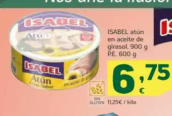 HiperDino Atún en aceite de girasol 900 g p.e 600 g isabel oferta