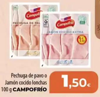 Spar Tenerife CAMPOFRÍO Pechuga de pavo o Jamón cocido lonchas oferta