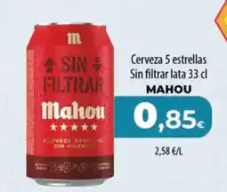 Spar Tenerife MAHOU Cerveza 5 estrellas Sin filtrar oferta