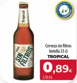 Spar Tenerife TROPICAL Cerveza sin filtros botella oferta