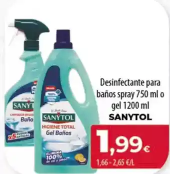 Spar Tenerife SANYTOL Desinfectante para baños spray o gel oferta