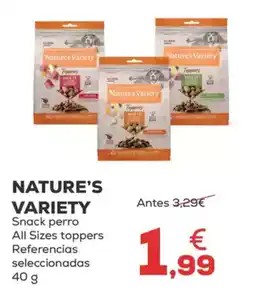 Kiwoko NATURE'S VARIETY Snack perro All Sizes toppers Referencias seleccionadas oferta