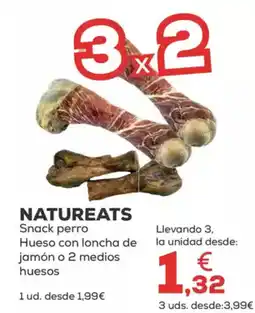 Kiwoko NATUREATS Snack perro Hueso con loncha de jamón o 2 medios huesos oferta