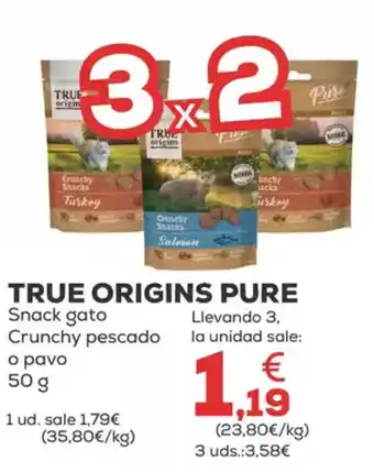 Kiwoko TRUE ORIGINS PURE Snack gato Crunchy pescado o pavo oferta