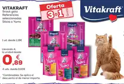 Kiwoko VITAKRAFT Snack gato Referencias seleccionadas Sticks o Yums oferta
