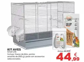 Kiwoko SMALL LIFE Kit aves incluye: hueso de jibia, panizo amarillo de 250 g y jaula con accesorios seleccionados. oferta