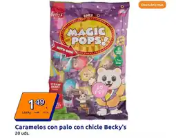 Action BECKY'S Caramelos con palo con chicle oferta