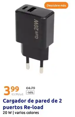 Action Cargador de pared de 2 puertos Re-load oferta