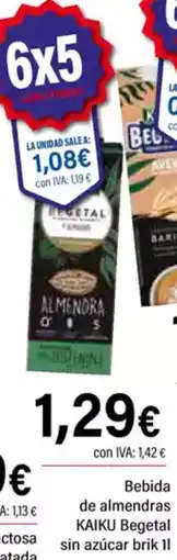Cash Ifa KAIKU Bebida de almendras Begetal sin azúcar oferta