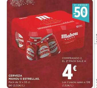 Supercor 2a Unidad -50% Cerveza Mahou 5 Estrellas oferta