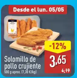 ALDI Solomillo de pollo crujiente oferta