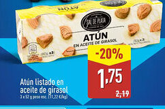 ALDI Atún listado en aceite de girasol oferta