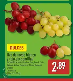 ALDI Uva de mesa blanca y roja sin semillas oferta