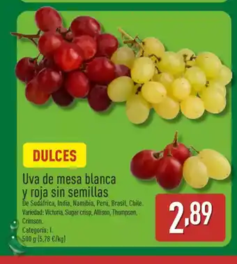 ALDI Uva de mesa blanca y roja sin semillas oferta