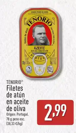 ALDI TENORIO Filetes de atún en aceite de oliva oferta