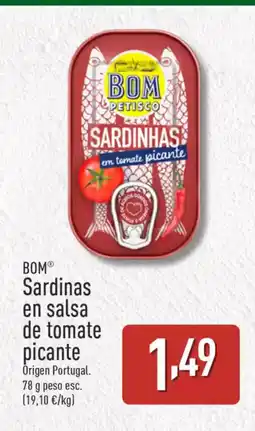 ALDI BOM Sardinas en salsa de tomate picante oferta