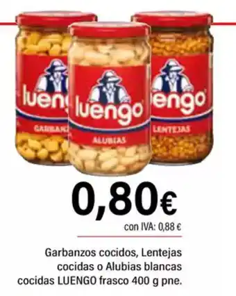 Cash Ifa LUENGO Garbanzos cocidos, Lentejas cocidas o Alubias blancas cocidas frasco oferta