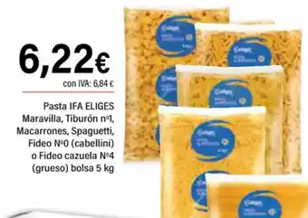 Cash Ifa IFA ELIGES Pasta Maravilla, Tiburón nº1, Macarrones, Spaguetti, Fideo Nº0 (cabellini) o Fideo cazuela Nº4 (grueso) oferta