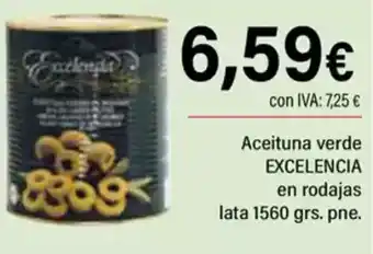 Cash Ifa EXCELENCIA  Aceituna verde en rodajas lata 1560 grs. pne. oferta
