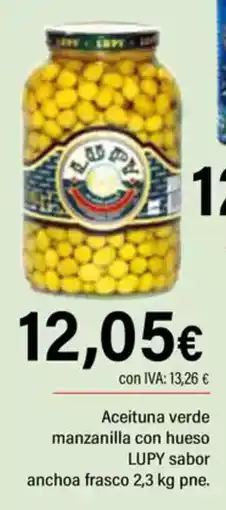 Cash Ifa LUPY Aceituna verde manzanilla con hueso sabor anchoa frasco oferta