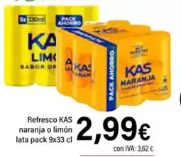 Cash Ifa KAS Refresco naranja o limón lata oferta