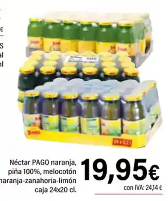 Cash Ifa PAGO Néctar naranja, piña 100%, melocotón o naranja-zanahoria-limón oferta