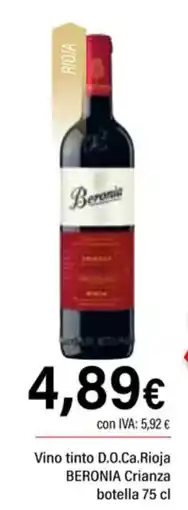 Cash Ifa BERONIA Vino tinto D.O.Ca.Rioja Crianza oferta